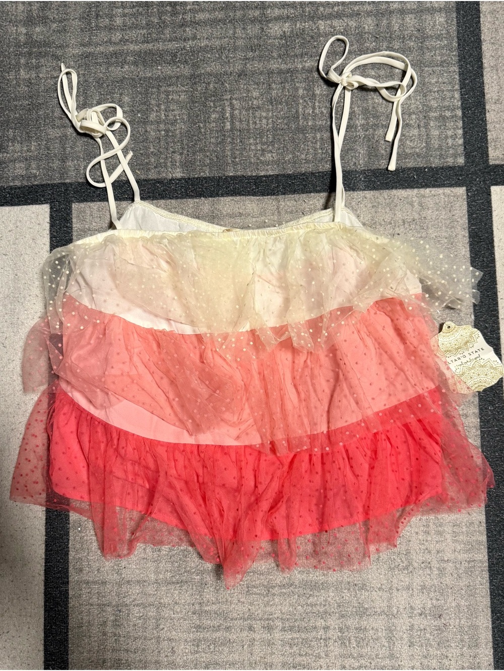 Altar’d State Pink Combo Tulle Tank Top